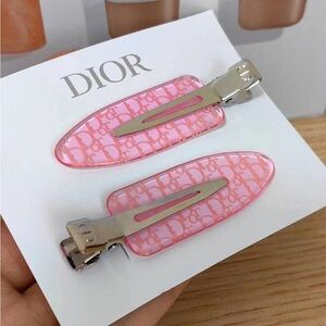 Dior Pink Logo Hair Barrettes